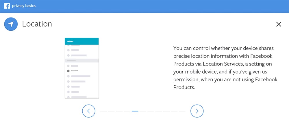 Facebook Privacy Basics: Screenshot of Location page