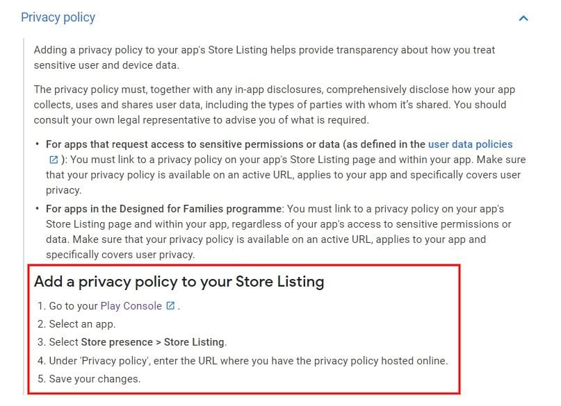 mobile app privacy policy template