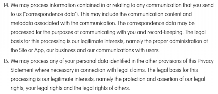 Lingumi Privacy Policy: How we use your personal data - Legitimate interests sections