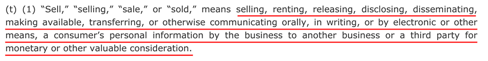 CCPA Section 1798-140: Definition of Sell