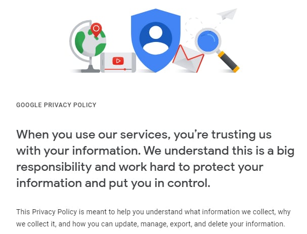 Google Privacy Policy intro statement