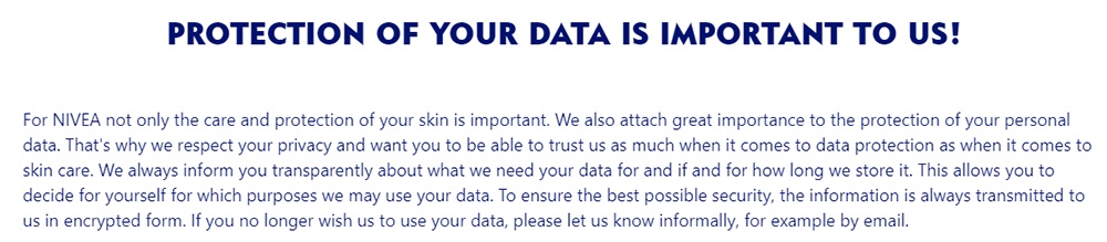 Nivea Privacy Policy: Introduction statement