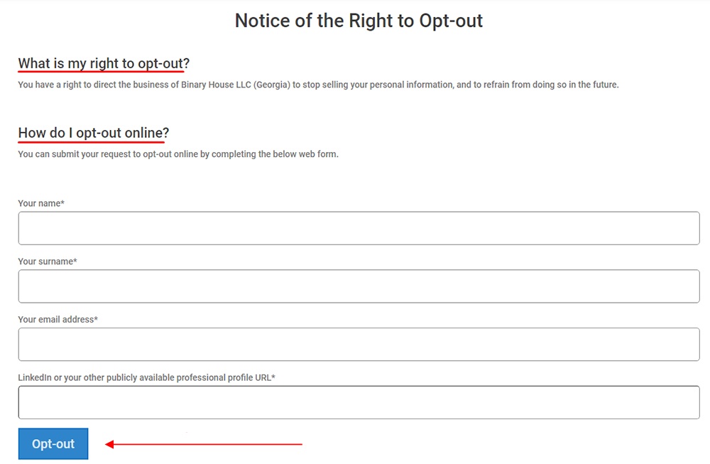 Oxydata Notice of the Right to Opt-Out: Intro and form