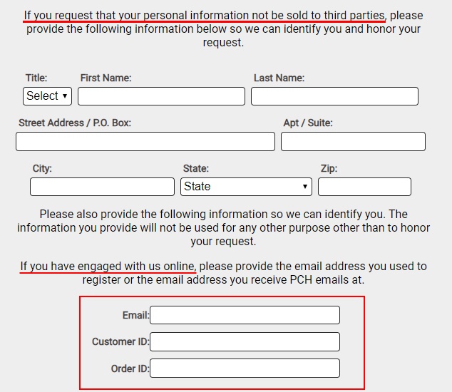 PCH Notice of the Right to Opt Out