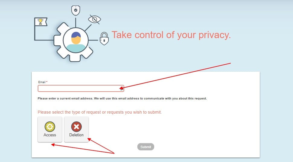 Acxiom CCPA Consumer Form for access and deletion requests