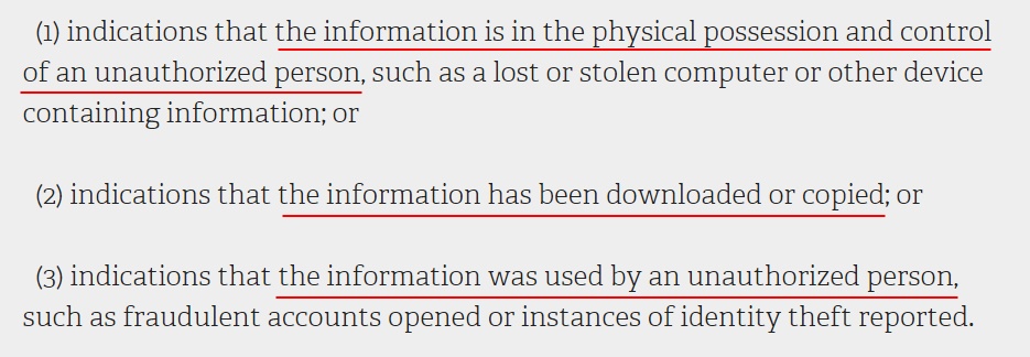 NY State Senate Consolidated Laws: SHIELD Act - Examples of Indications of a Breach