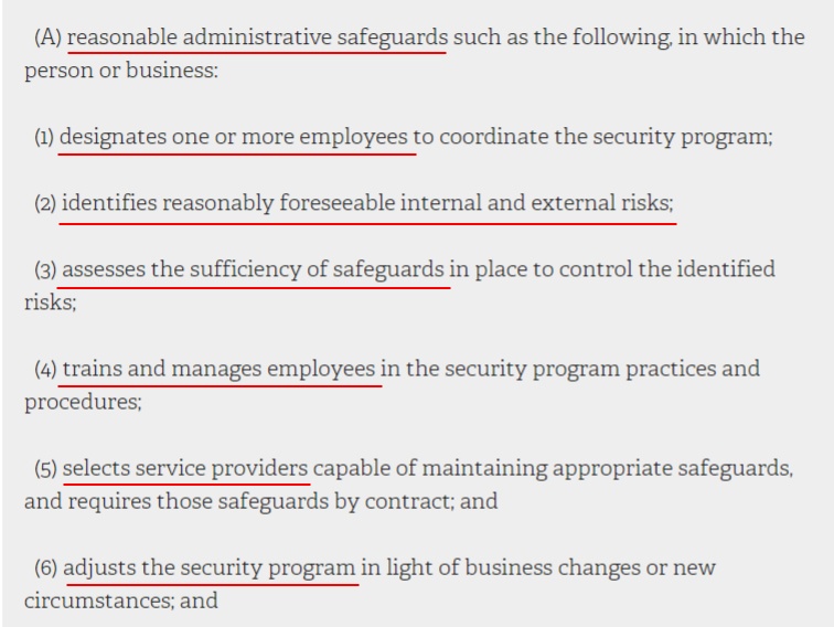 NY State Senate Consolidated Laws: SHIELD Act - Examples of reasonable administrative safeguards