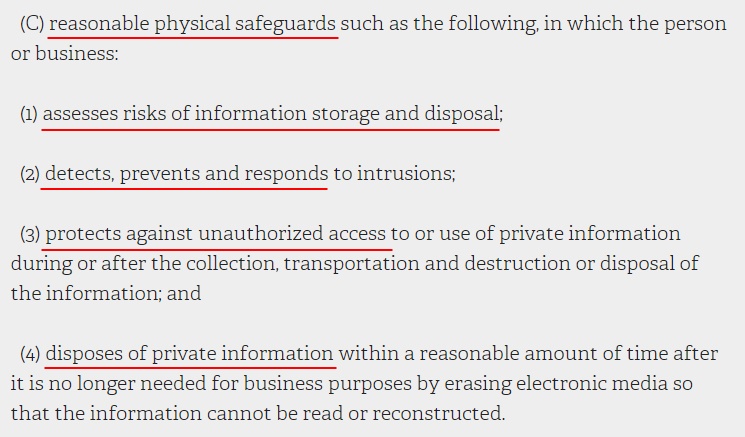 NY State Senate Consolidated Laws: SHIELD Act - Examples of reasonable physical safeguards