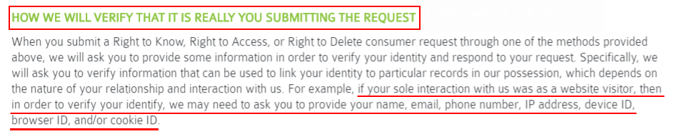 Peoplease Privacy Policy: How we will verify that it is really you submitting the request clause