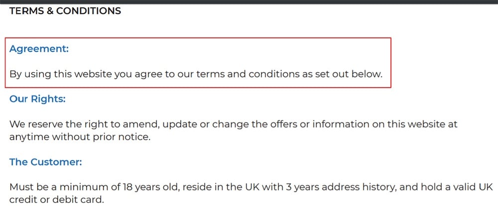 Fonehouse Terms and Conditions: Browsewrap Agreement clause