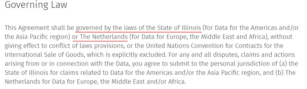 HERE EULA: Governing Law clause