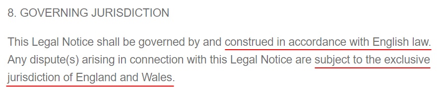 Superbrands Terms and Conditions: Governing Jurisdiction clause