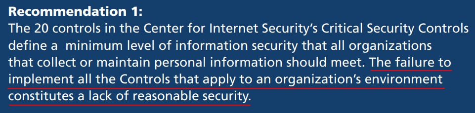 California Data Breach Report: Recommendation 1 - Information security