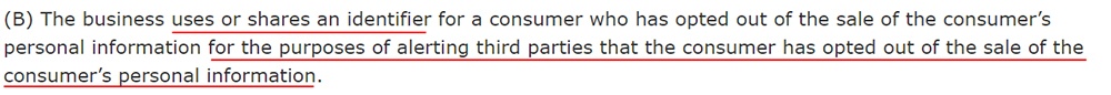 California Legislative Information: CCPA AB-375 - Sale exception: Opt-out identifier