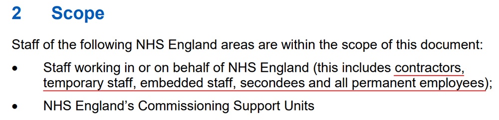 NHS England Information Security Policy: Scope clause