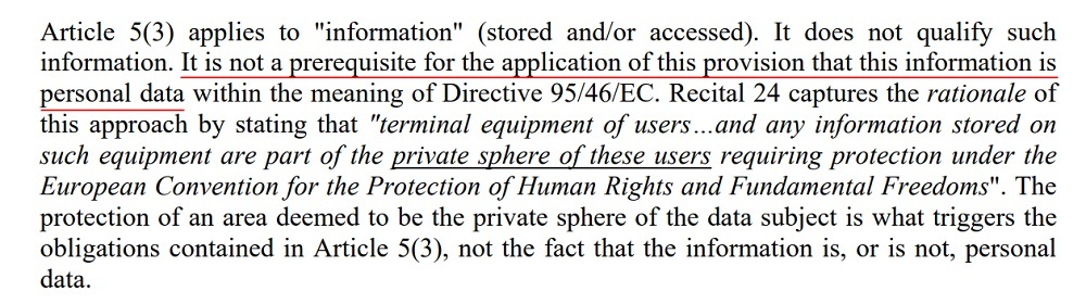 Article 29 Working Party Opinion 2 2010 on Behavioural Advertising: Substantive Scope of Application of Article 5 section 3 - Information