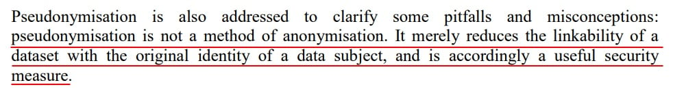 Article 29 Working Party Opinion on Anonymisation Techniques: Executive Summary - Pseudonymisation section