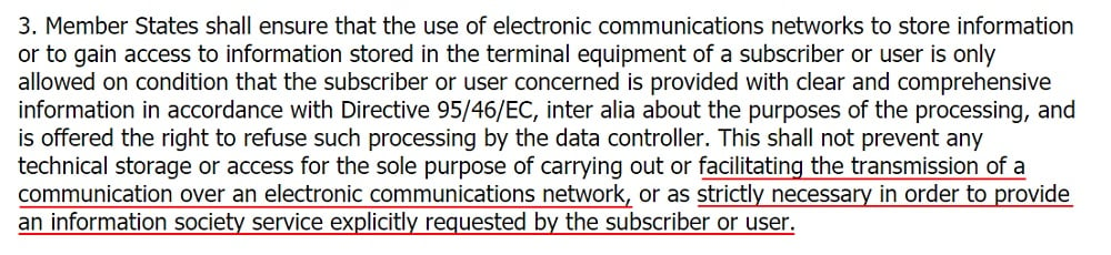 EUR-Lex ePrivacy Directive: Section 3 - Electronic communications and the purpose of processing