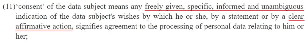 EUR-Lex GDPR: Article 4 - Definition of consent