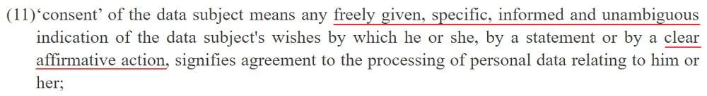 EUR-Lex GDPR: Article 4 - Definition of consent