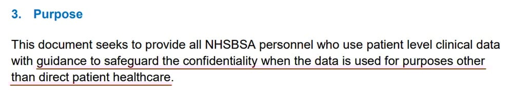 NHSBSA Pseudonymisation and Anonymisation of Data Policy: Purpose clause