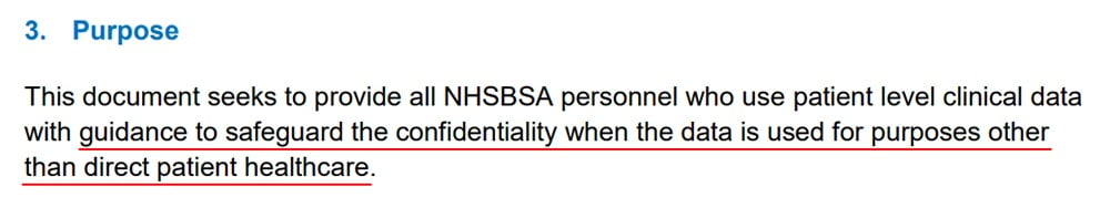 NHSBSA Pseudonymisation and Anonymisation of Data Policy: Purpose clause