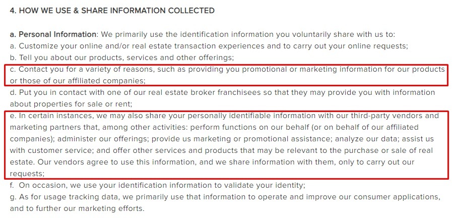 Berkshire Hathaway Privacy Policy: How We Use and Share Information Collected clause excerpt