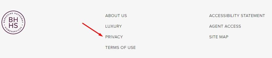 Berkshire Hathaway website footer with links and Privacy Policy highlighted