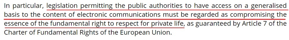 InfoCuria Case-Law: Maximillian Schrems v Data Protection Commissioner - Public authority access compromising the fundamental right to respect for privacy section