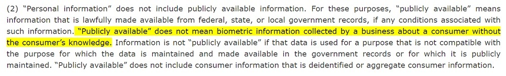 California Legislative Information: CCPA Section 1798 140 o 2 - Publicly available personal information