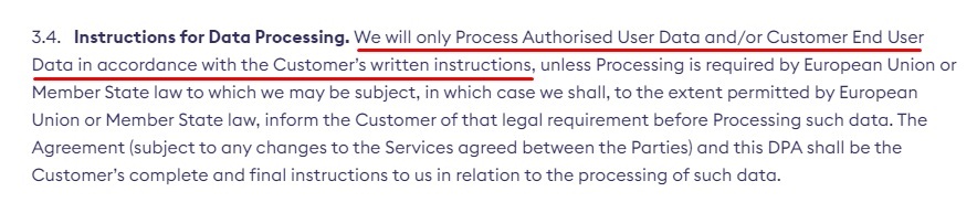 Chattermill DPA: Instructions for Data Processing clause