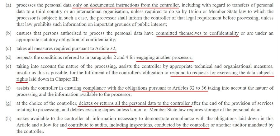 EUR-Lex GDPR Article 28 Section 3