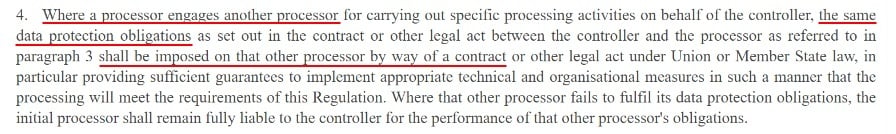 EUR-Lex GDPR Article 28 Section 4