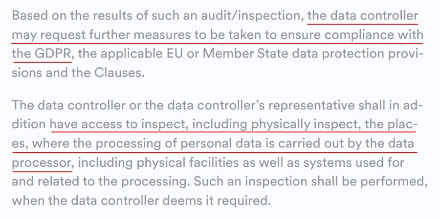 Gateway API DPA: After audit and inspection results, further measures may be taken for GDPR compliance section