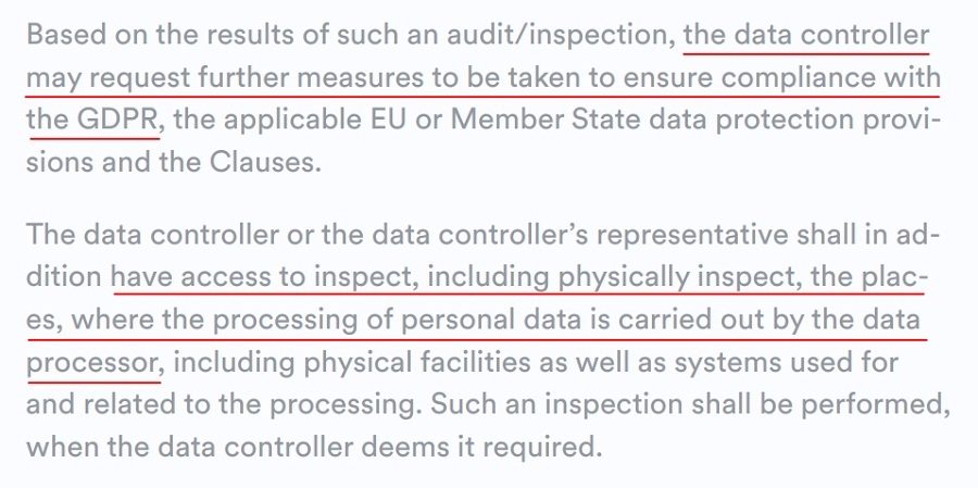 Gateway API DPA: After audit and inspection results, further measures may be taken for GDPR compliance section