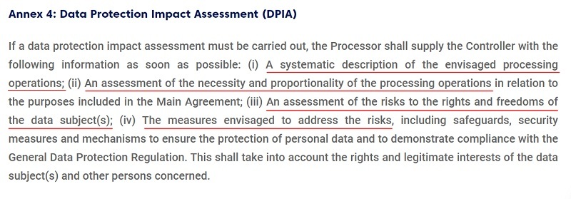 Headminer DPA: Annex 4: Data Protection Impact Assessment clause