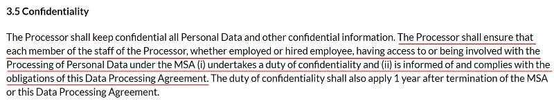 SuperOffice DPA: Confidentiality clause
