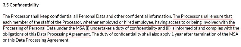 SuperOffice DPA: Confidentiality clause