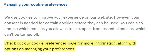 Tesco Privacy and Cookies Policy: Managing your cookie preferences clause