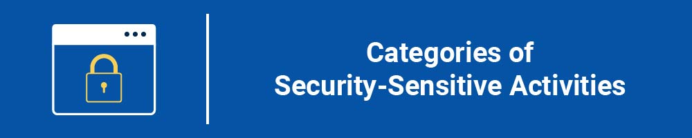 Categories of Security-Sensitive Activities