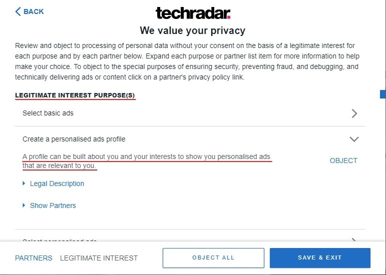 TechRadar cookie consent notice