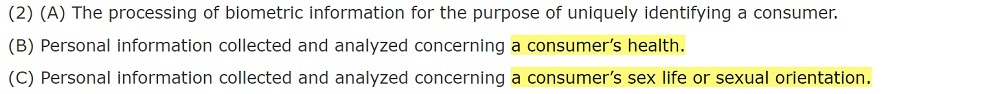 California Legislative Information: CPRA Section 1798 40 ae 2 - Definition of sensitive personal information
