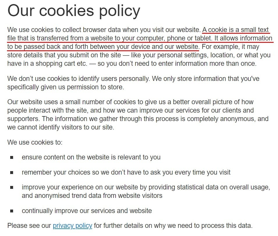 Shelter Cookies Policy: Intro section