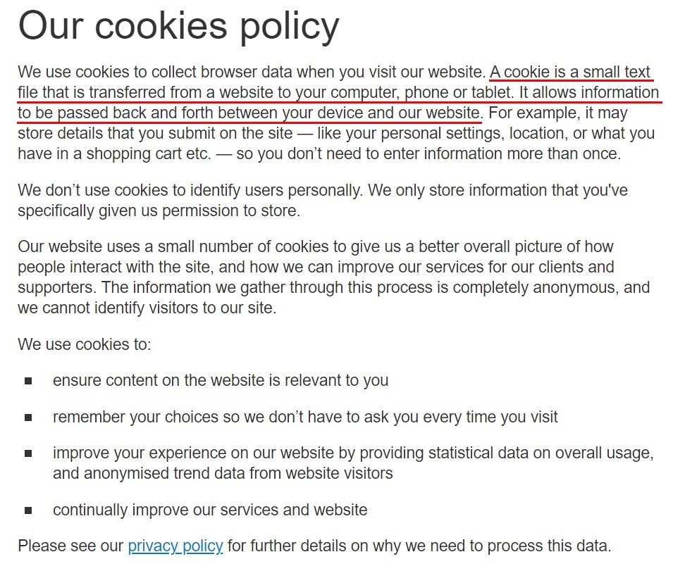 Shelter Cookies Policy: Intro section