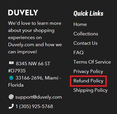 duvely-website-footer-refund-policy-highlighted