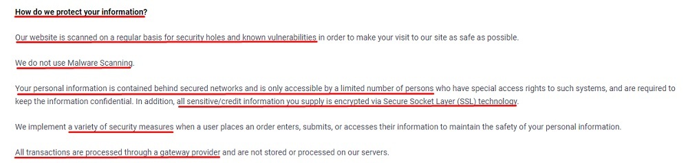 Teledynamics Privacy Policy: How do we protect your information clause