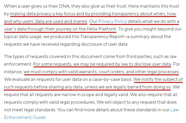 Helix Transparency Report: Intro section