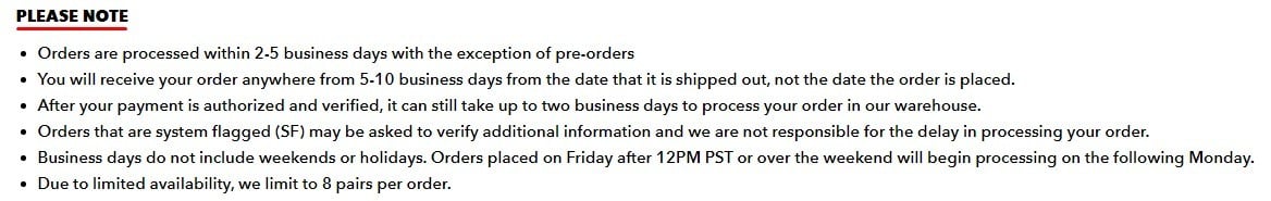 Jeffrey Campbell Shoes Shipping Policy: Please Note section updated