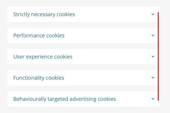 Pearson Cookie Policy: Types of Cookies Used menu