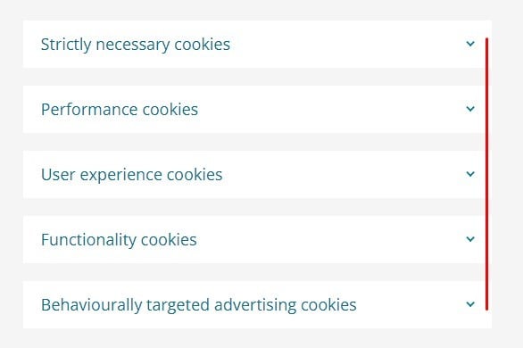 Pearson Cookie Policy: Types of Cookies Used menu